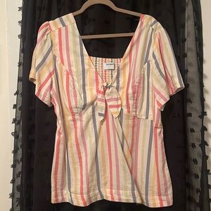 Women’s  Old Navy | Multicolor Striped Tie Front Blouse